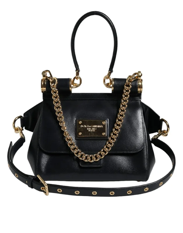 Women's crossbody bag sport ensemble -Dolce & Gabbana  Calfskin Leather SICILY Chain Strap Crossbody Women's Bag (Pre-Owned)