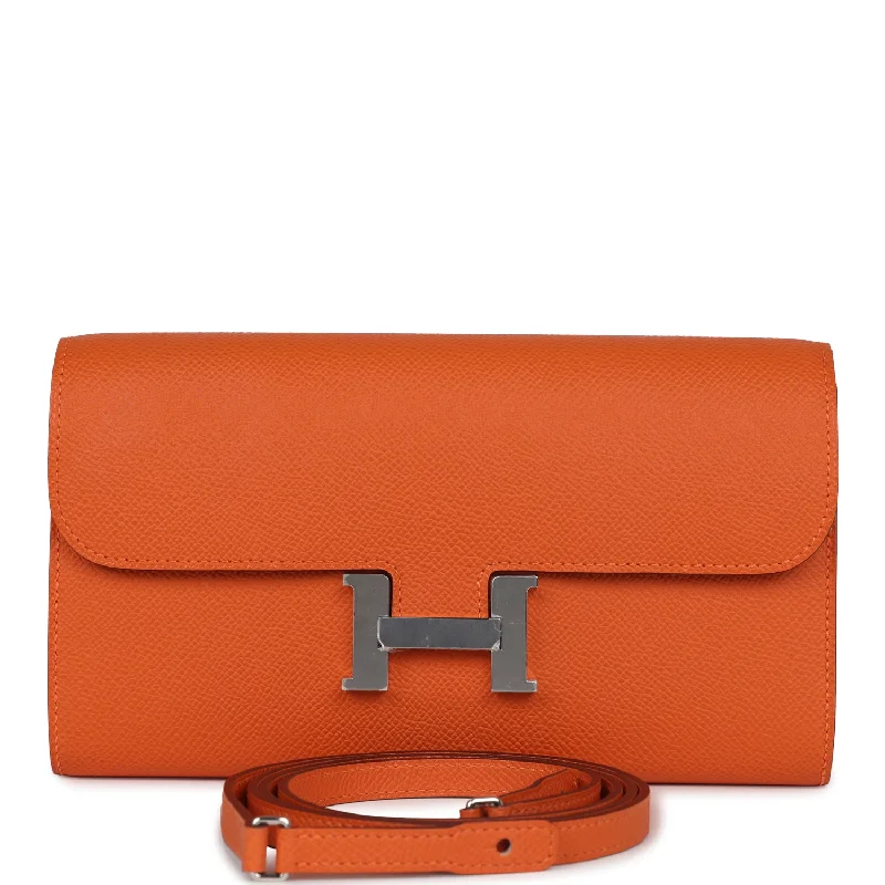 Women's wallet affordable price -Hermes Constance Wallet To Go Orange Epsom Palladium Hardware