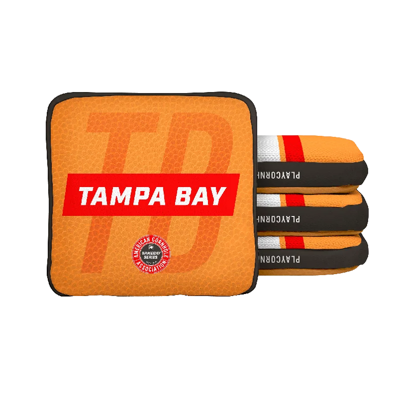 Women's bucket bag exclusive release -Tampa Bay Football Gameday Stripes Synergy Edge Cornhole Bags