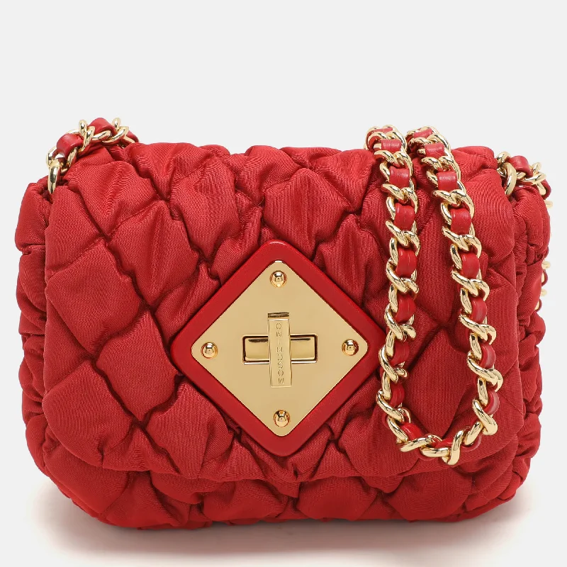 Women's crossbody bag special deals -Moschino Red Quilted Nylon Crossbody Bag