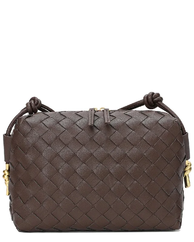 Women's crossbody bag featherlight feel -Tiffany & Fred Paris Woven Leather Crossbody