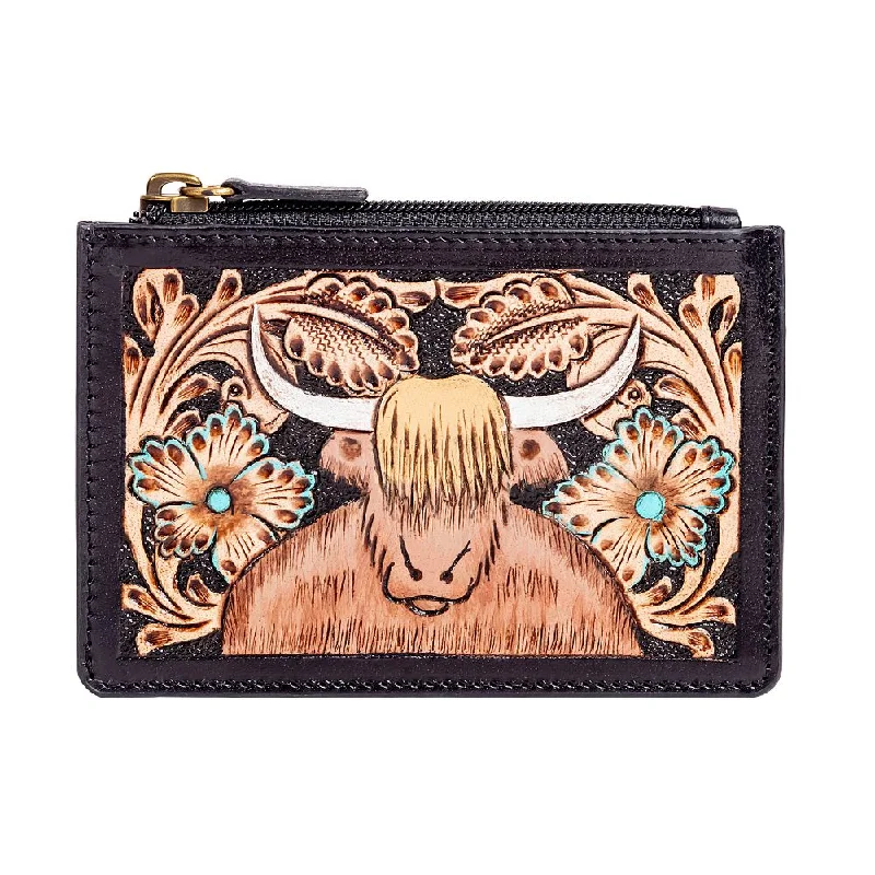 Women's wallet designer-inspired -Kessei Hand Tooled Credit Card Holder