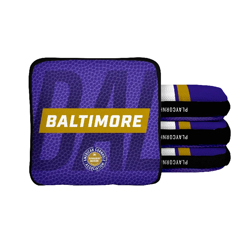 Women's bucket bag versatile use -Baltimore Football Gameday Stripes Synergy Edge Cornhole Bags