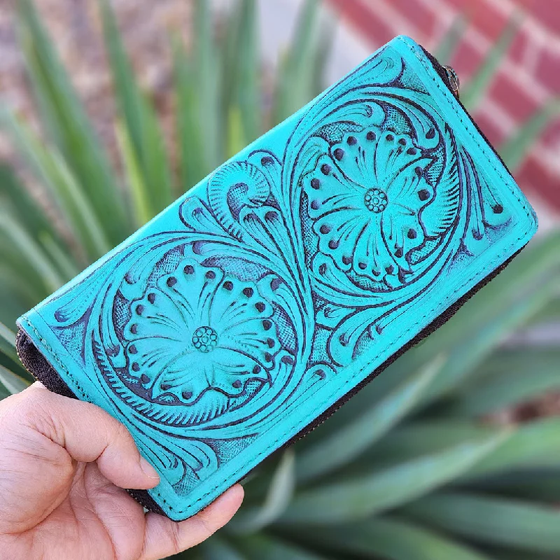 Women's wallet light apparel -American Darling Turquoise Tooled Wallet