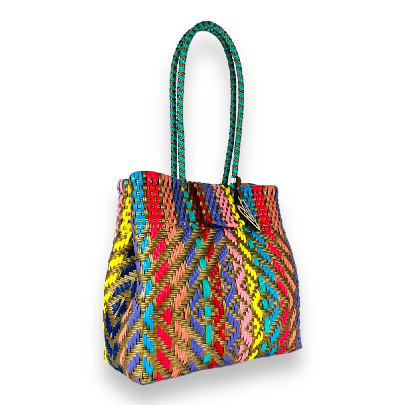 Women's tote bags all-season-use -Maria Victoria | Oasis | Upcycled, Handwoven, Multicolor Shoulder Tote