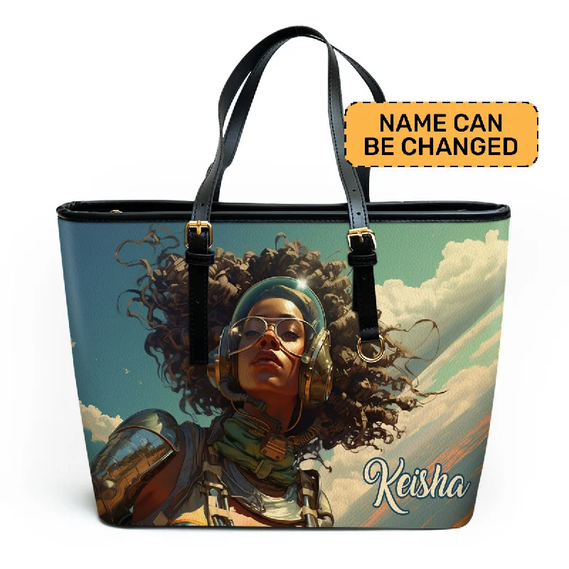 Women's tote bags small -Afrofuturism - Personalized Leather Totebag SB112