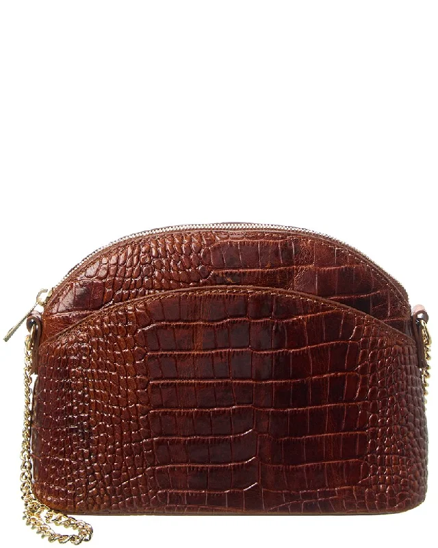 Women's crossbody bag zipper closure -Italian Leather Crossbody