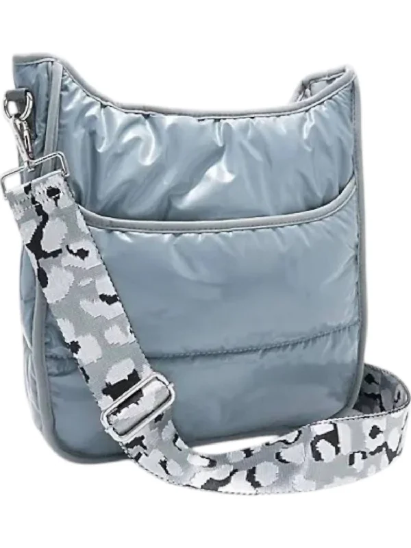 Women's crossbody bag plus-size strap -Women's Liquid Puffy Crossbody Bag In Nylon Grey