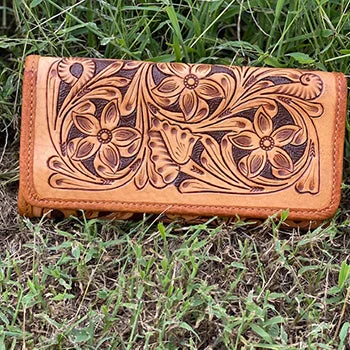 Women's wallet trendy collection -American Darling Fully Tooled Floral Wallet