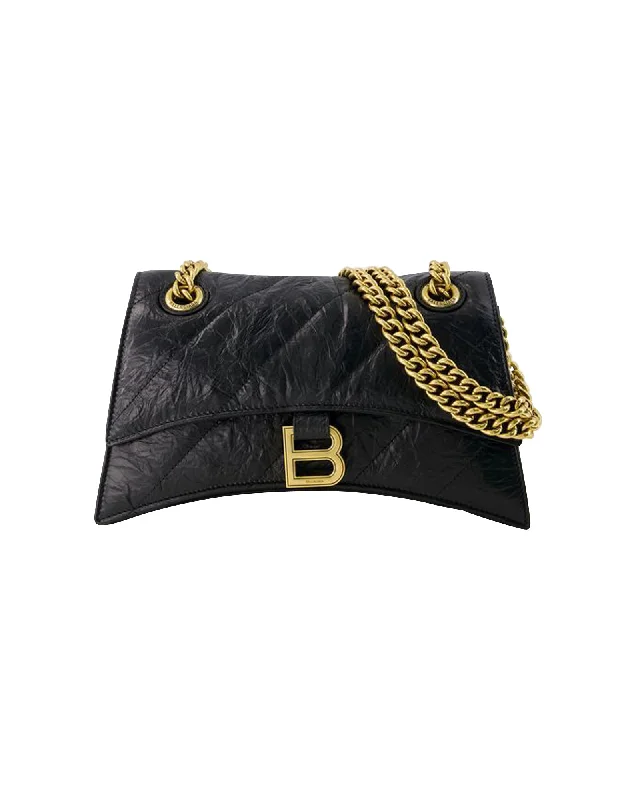 Women's crossbody bag versatile wear -Crush Chain S Crossbody - Balenciaga - Leather - Black