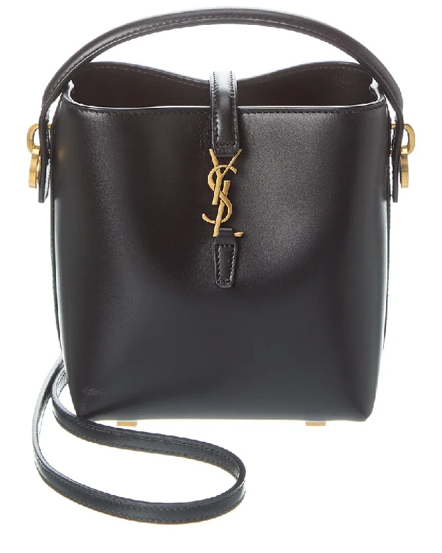 Women's bucket bag textured surface -Saint Laurent LE 37 Mini Leather Bucket Bag