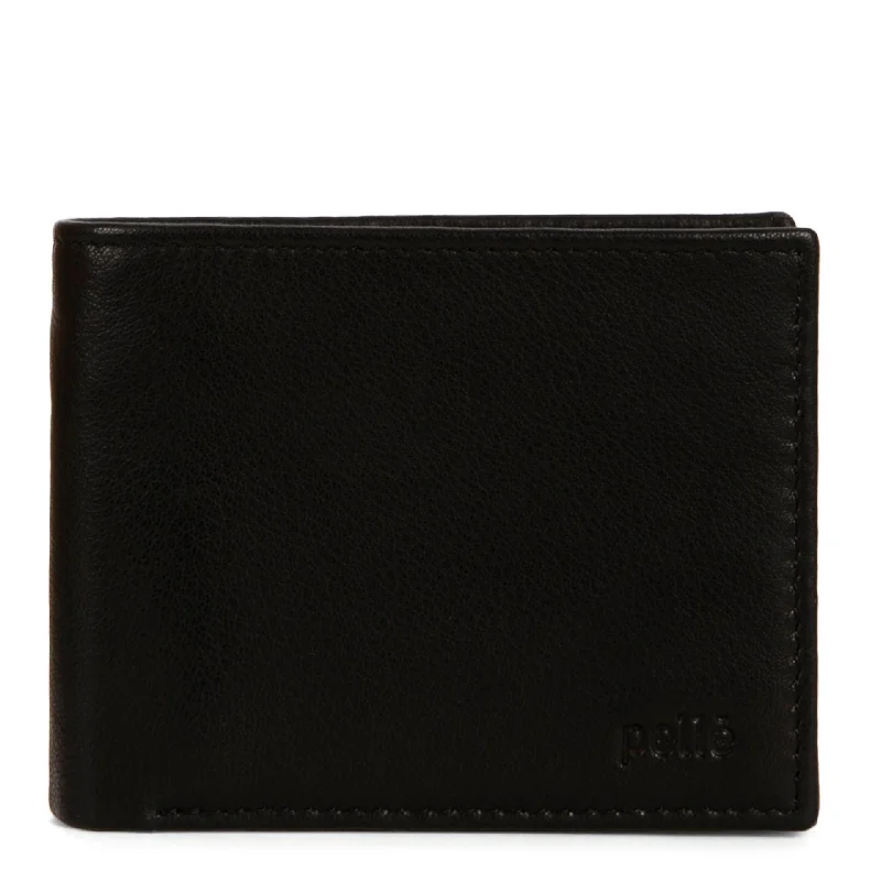 Women's wallet luxury leather -Leather Double Center Wing RFID Wallet