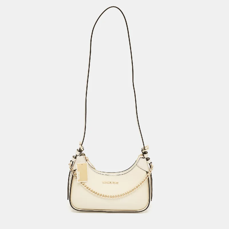 Women's crossbody bag evening wear -Michael Kors Cream Leather Small Wilma Crossbody Bag