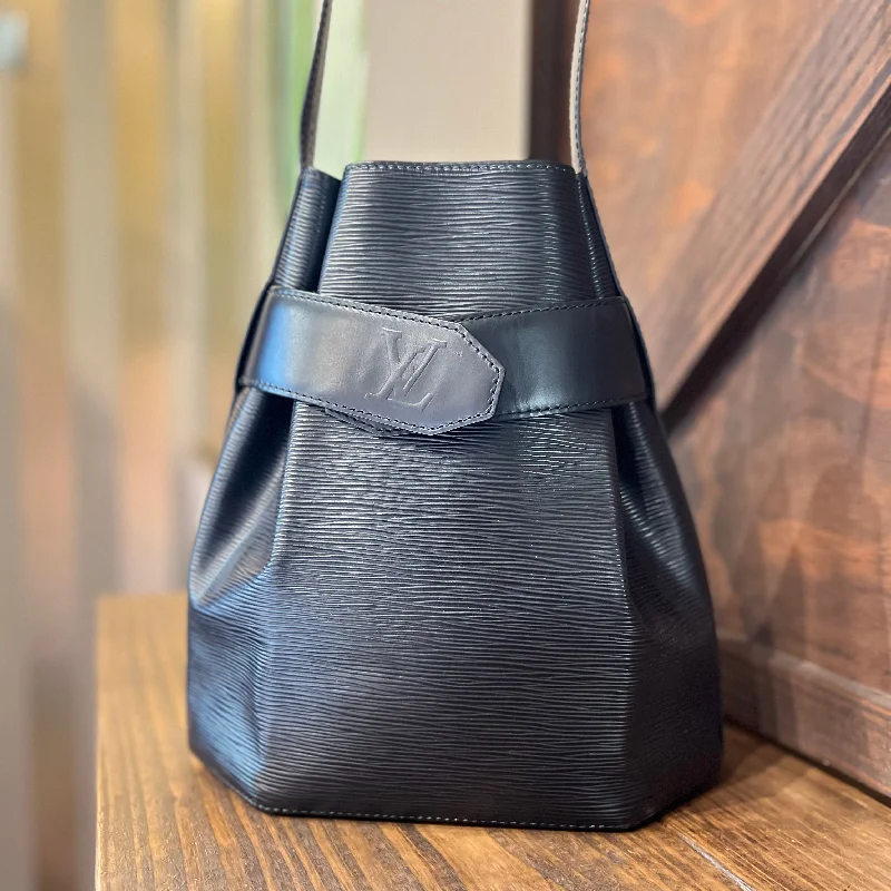 Women's bucket bag vibrant hues -LOUIS VUITTON Sac D'Epaule PM Black Epi Leather Bucket Bag