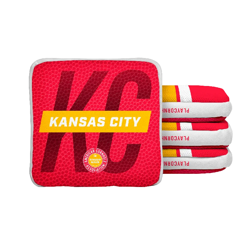 Women's bucket bag trendy accessory -Kansas City Football Gameday Stripes Synergy Edge Cornhole Bags