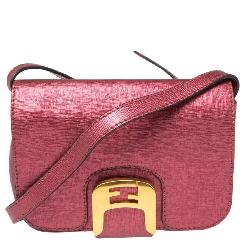 Women's crossbody bag versatile wear -Fendi Metallic Pink Leather Chameleon Crossbody Bag