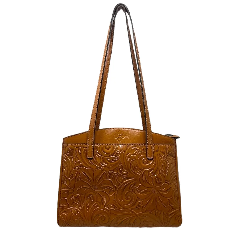 Women's tote bags solid-elegance -Prescott Tote Designer By Patricia Nash In Cognac Burnished Tooled Leather, Size: Medium