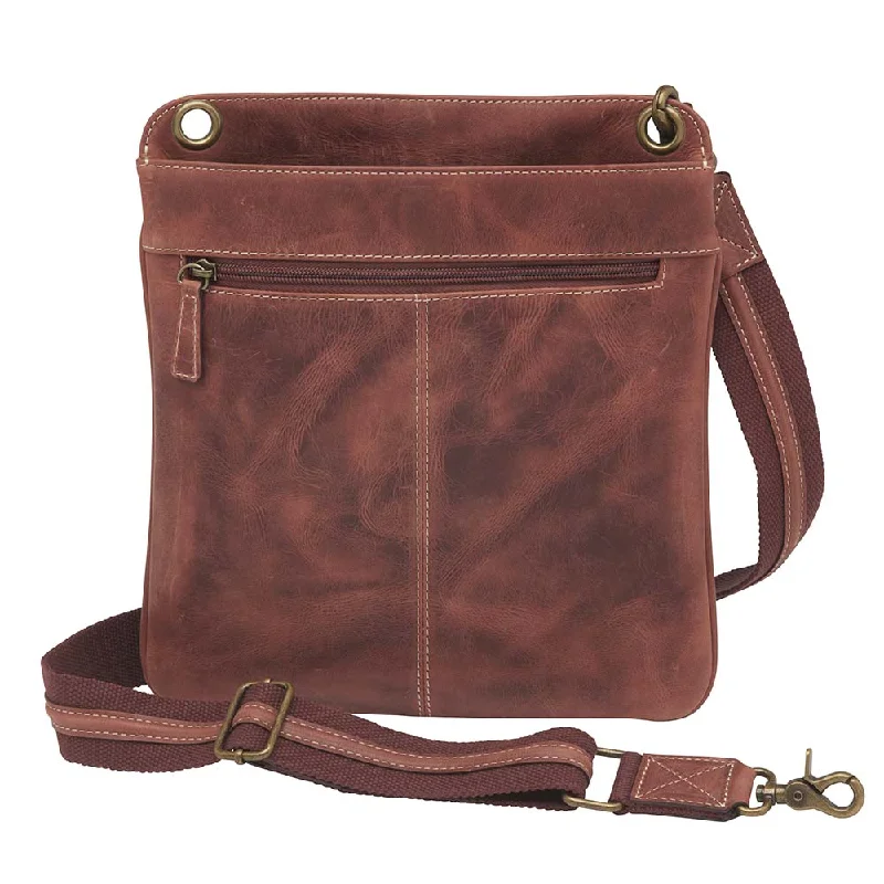 Women's crossbody bag unique pattern -Crossbody Flat Sac, Distressed Buffalo