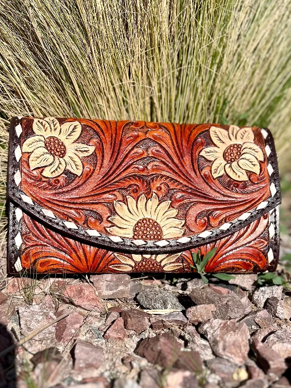 Women's wallet monogram option -Field of Sunflowers Wallet