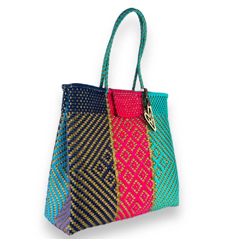 Women's tote bags spring-fresh -Maria Victoria | Seaside| Upcycled, Handwoven, Shoulder Tote