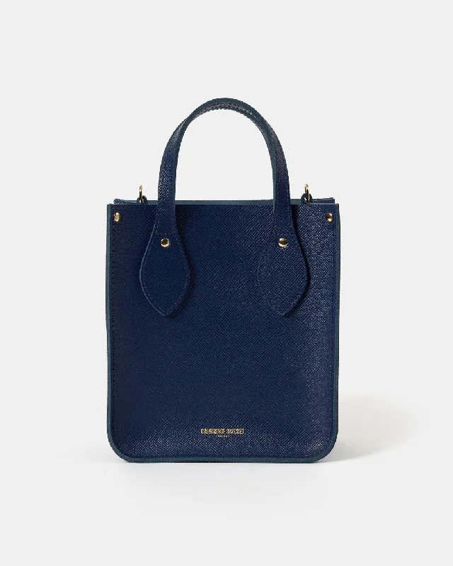 Women's tote bags versatile-use -The Mini Tote - Blueberry Saffiano