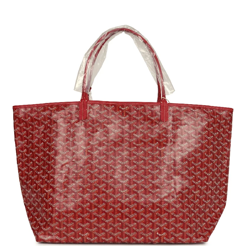 Women's tote bags green-fabric -Goyard Goyardine Red St. Louis GM Tote Bag Palladium Hardware