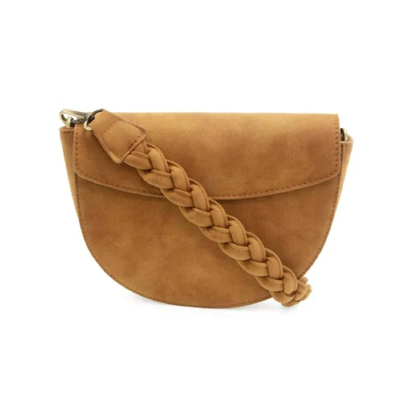 Women's crossbody bag logo detail -Women's Luna Crescent Crossbody Bag In Toffee