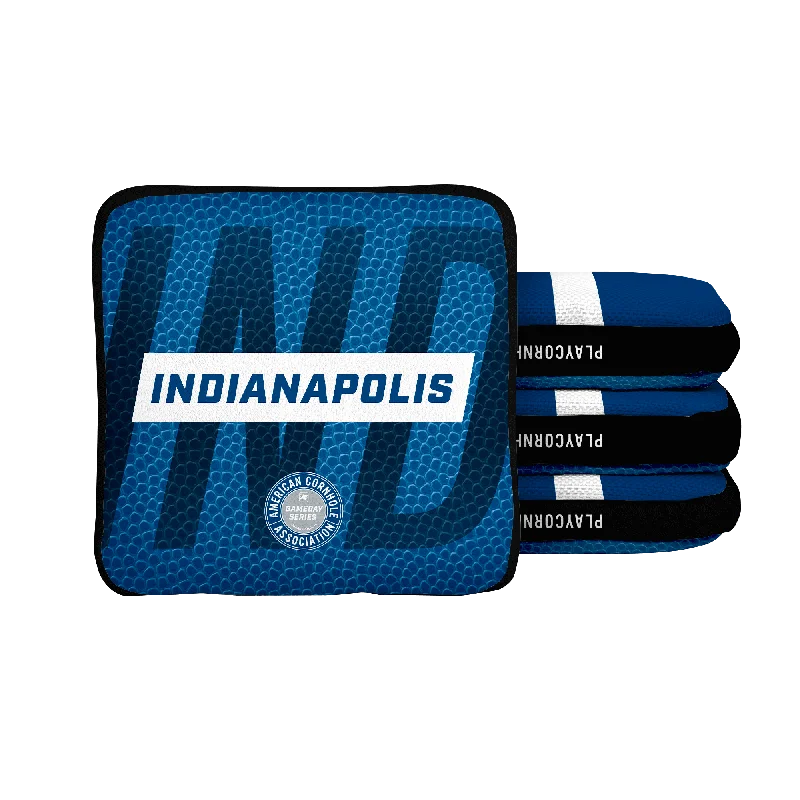 Women's bucket bag standout design -Indianapolis Football Gameday Stripes Synergy Edge Cornhole Bags