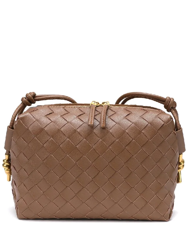 Women's crossbody bag stylish design -Tiffany & Fred Paris Large Hand-Woven Leather Crossbody