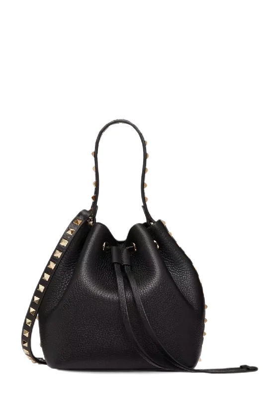 Women's bucket bag monogram detail -Rockstud Grainy Bucket Bag