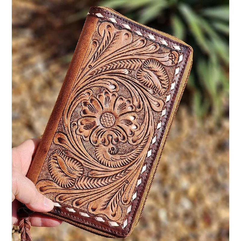 Women's wallet performance ensemble -American Darling Tooled Leather & Buck Stitch Wallet