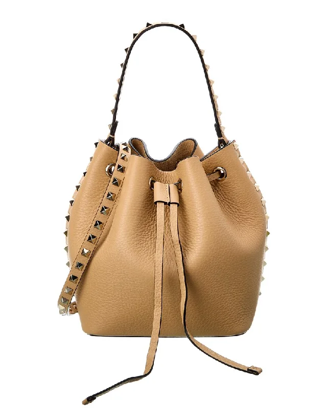 Women's bucket bag budget set -Valentino Rockstud Grainy Leather Bucket Bag