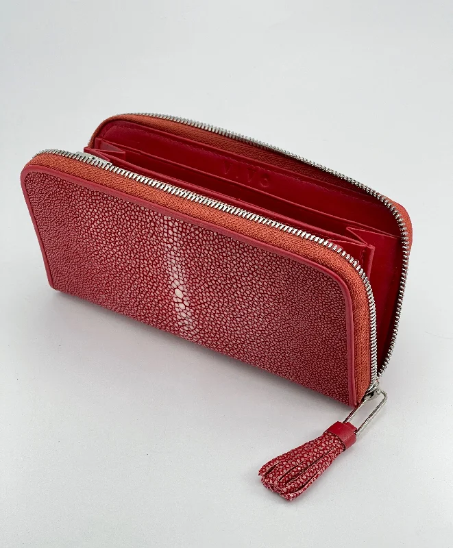 Women's wallet snap closure -Cora Classic Shagreen Zip Around Wallet