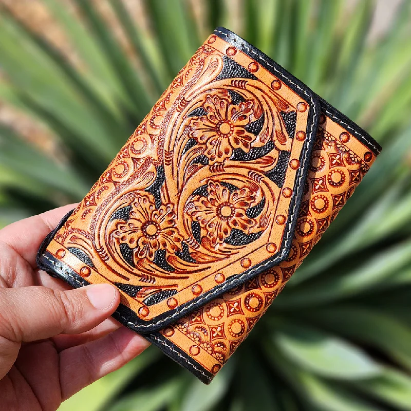 Women's wallet custom apparel -Myra Small Tooled Leather Wallet