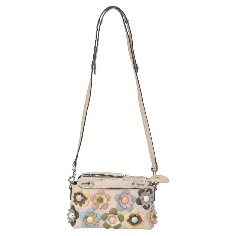 Women's crossbody bag chic accessory -Fendi Mini By The Way Flowerland Crossbody Bag in White Leather