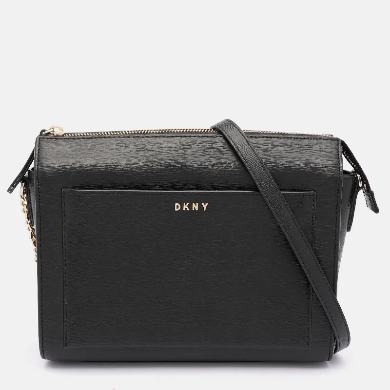 Women's crossbody bag sport set -Dkny Black Leather Top Zip Crossbody Bag