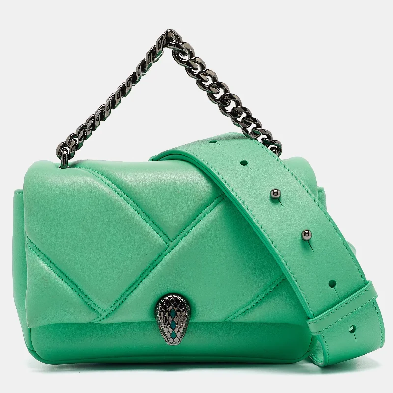 Women's crossbody bag bulk discount -Bvlgari Green Quilted Leather Mini Serpenti Cabochon Crossbody Bag