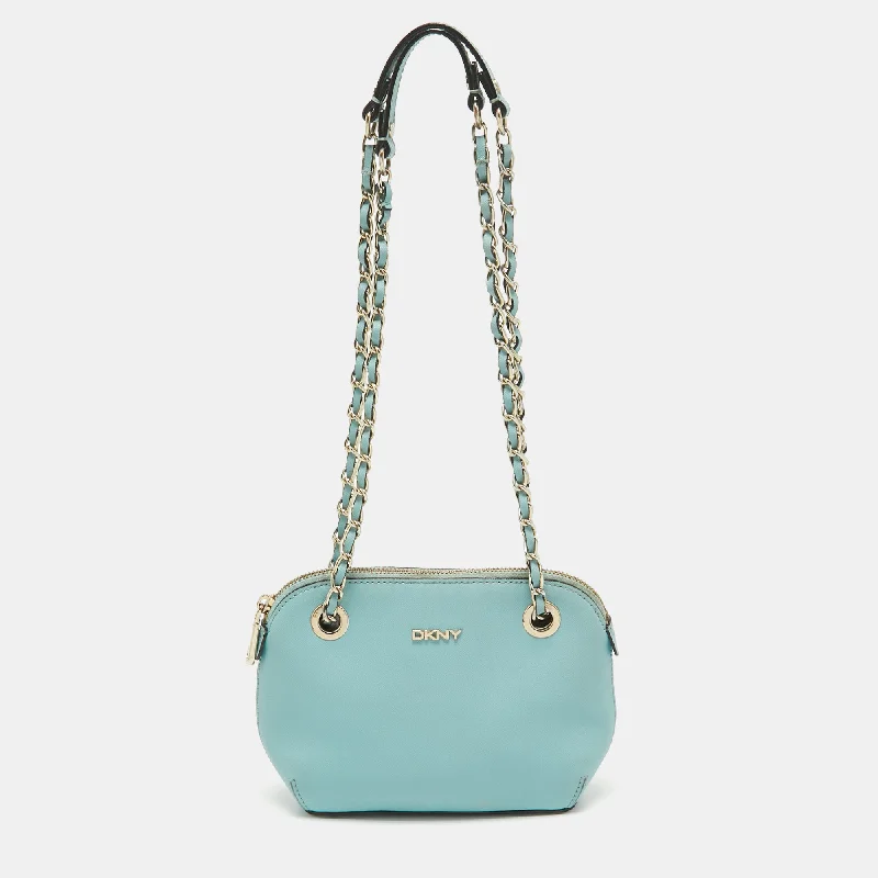 Women's crossbody bag light bags -Dkny Blue Leather Chain Crossbody Bag