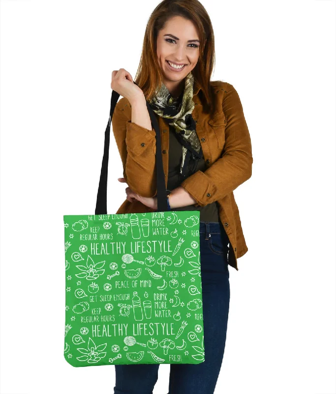 Women's tote bags recycled-material -Healthy Diet Cloth Tote Bag