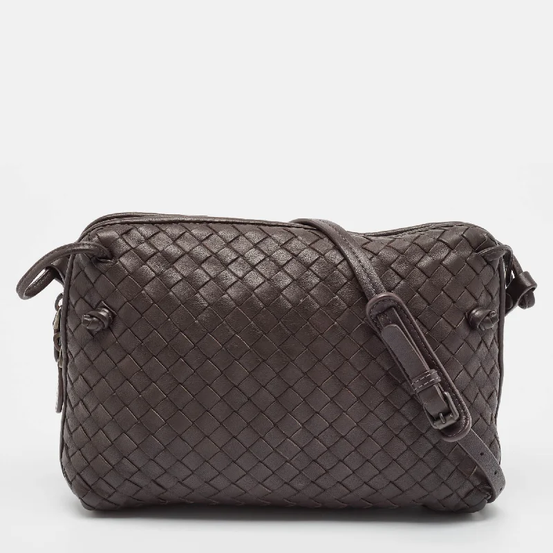 Women's crossbody bag travel-ready -Bottega Veneta Dark Brown Leather Nodini Crossbody Bag