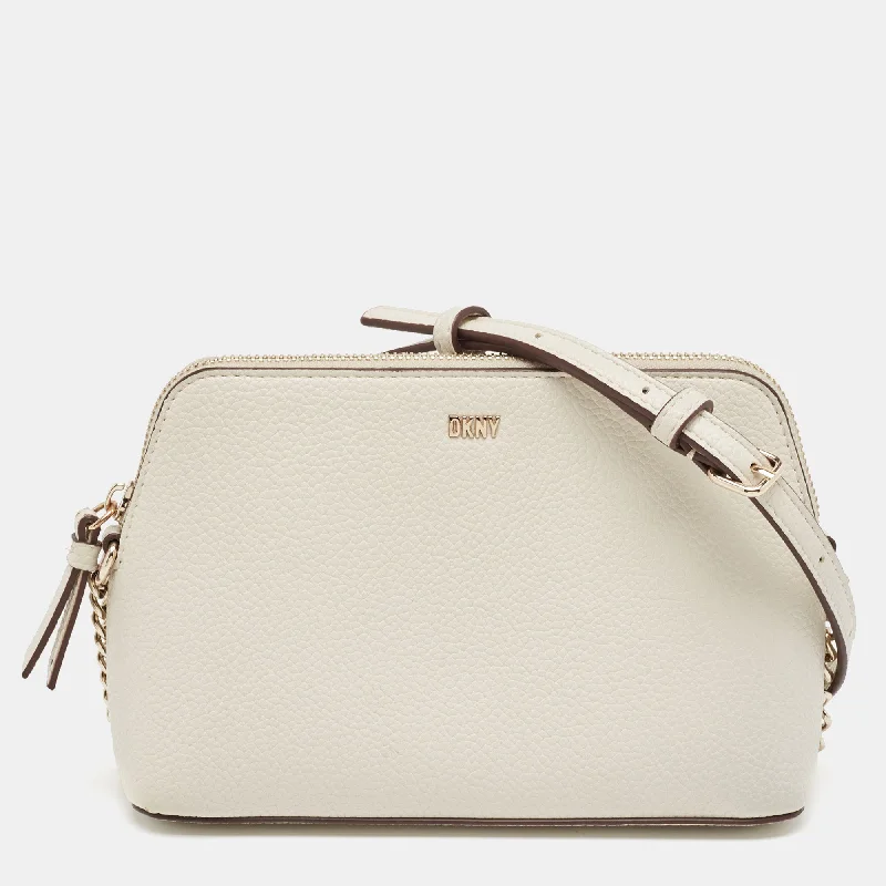 Women's crossbody bag deluxe finish -Dkny White Leather Bryant Park Dome Crossbody Bag