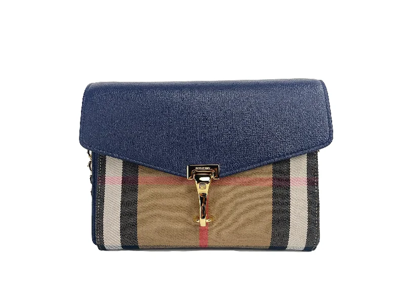 Women's crossbody bag quality bundle -Burberry Macken Small Regency blue House Check Leather CrossbodyBag