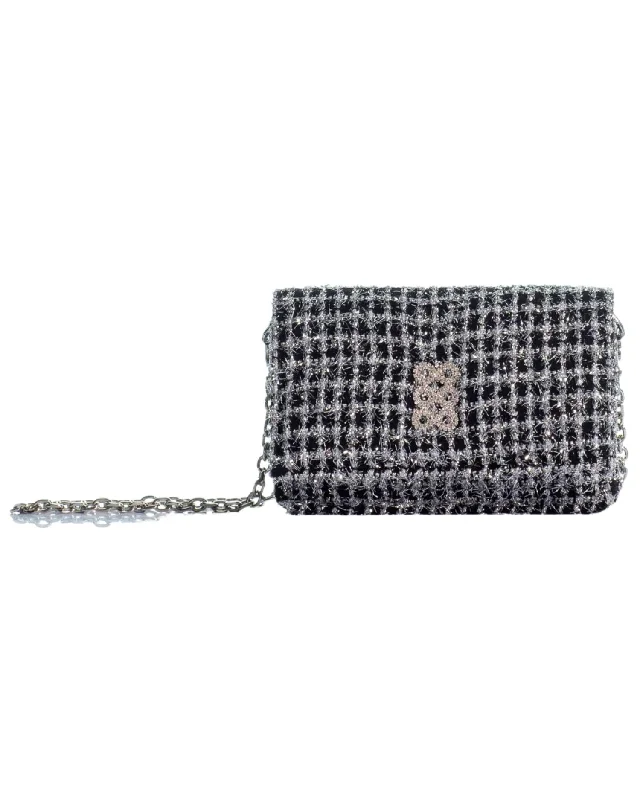 Women's crossbody bag comfort carry -Women's Mini Paris Sparkle Crossbody Bag In Black/silver