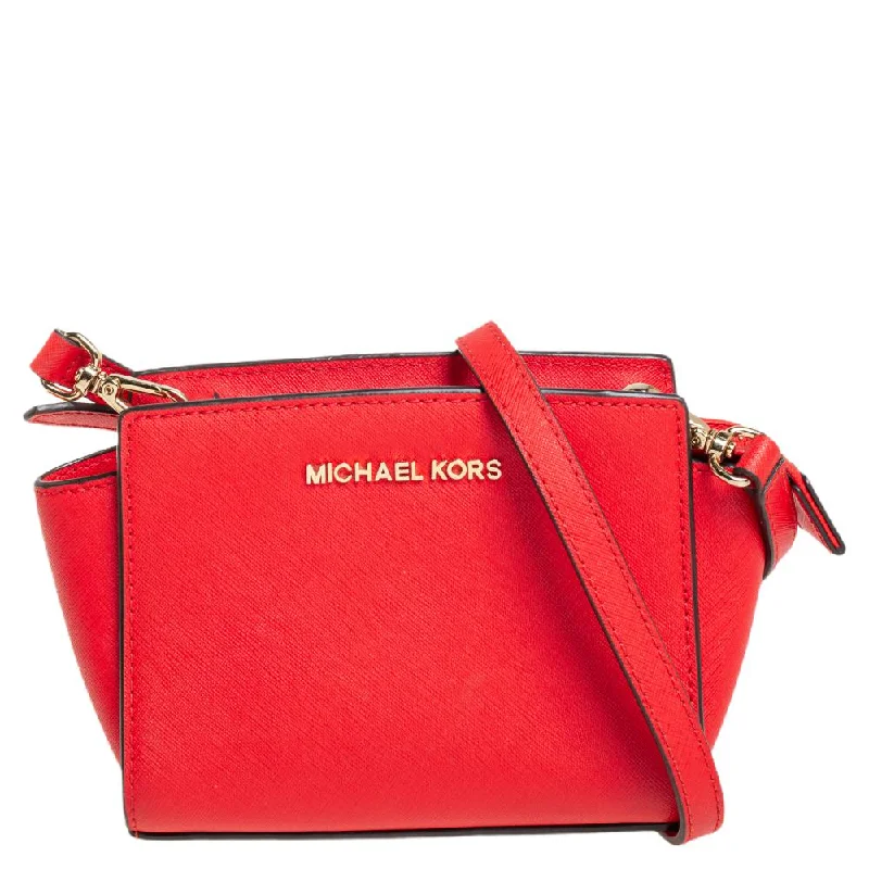 Women's crossbody bag elite elegance -Michael Kors Saffiano Leather Mini Selma Crossbody Bag