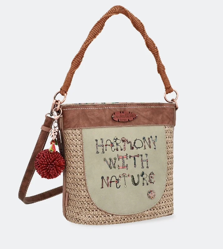 Women's shoulder bags spring -Nature raffia shoulder bag