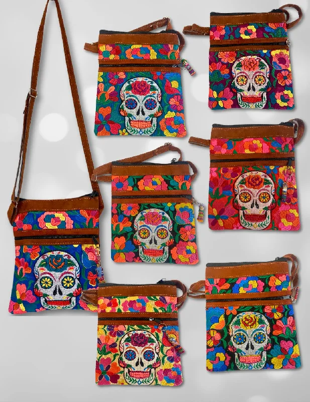 Women's bucket bag fast-access kit -6 Pack Embroidered Skull Passport Bags, Wholesale $13.75ea.!