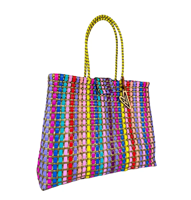 Women's tote bags seasonal-trend -Maria Victoria | Bugambilia | Upcycled, Handwoven, Multicolor Shoulder Tote