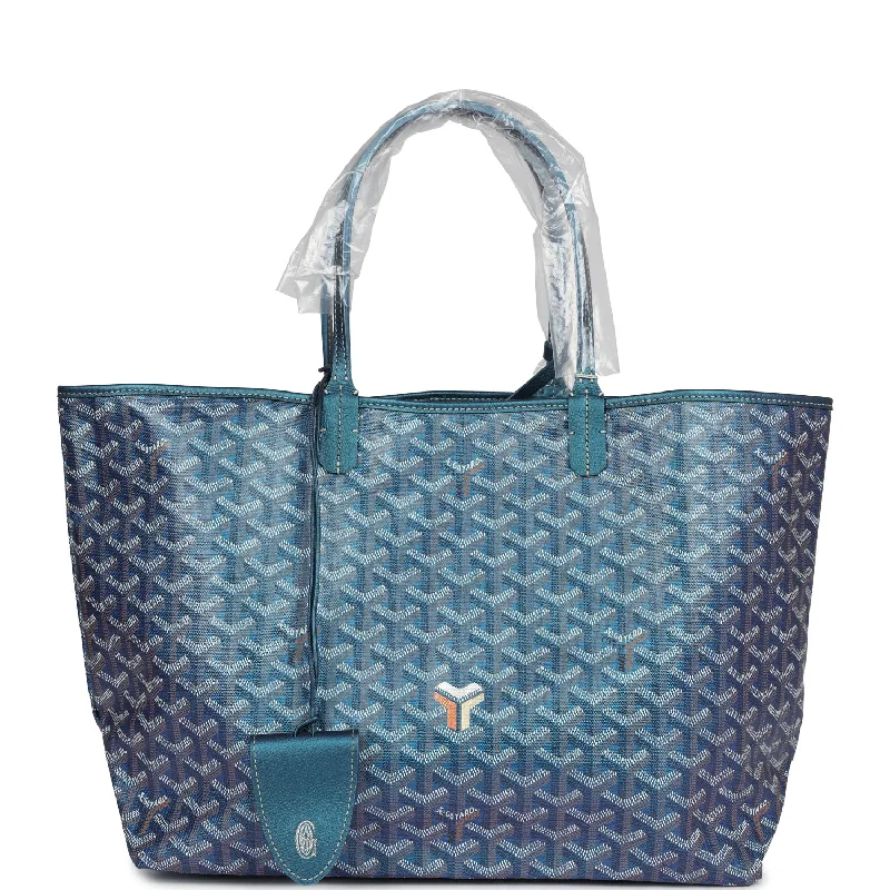 Women's tote bags suede-soft -Goyard Goyardine Pearly Blue St. Louis PM Tote Bag Palladium Hardware