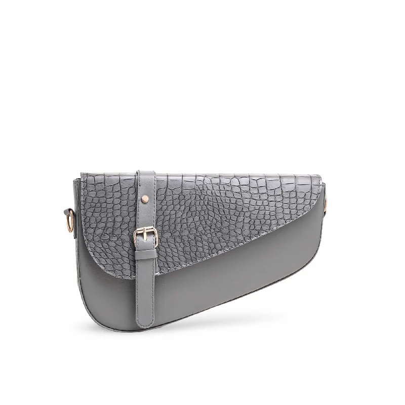 Women's shoulder bags large -Grey Formal Shoulder Bag P56095