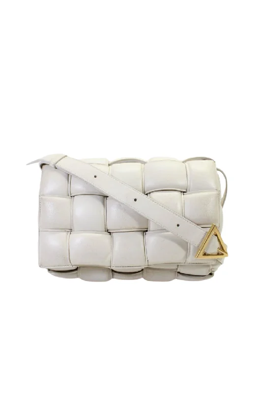 Women's crossbody bag sharp bags -Bottega Veneta Womens Leather Padded Cassette Off White Medium Crossbody Handbag